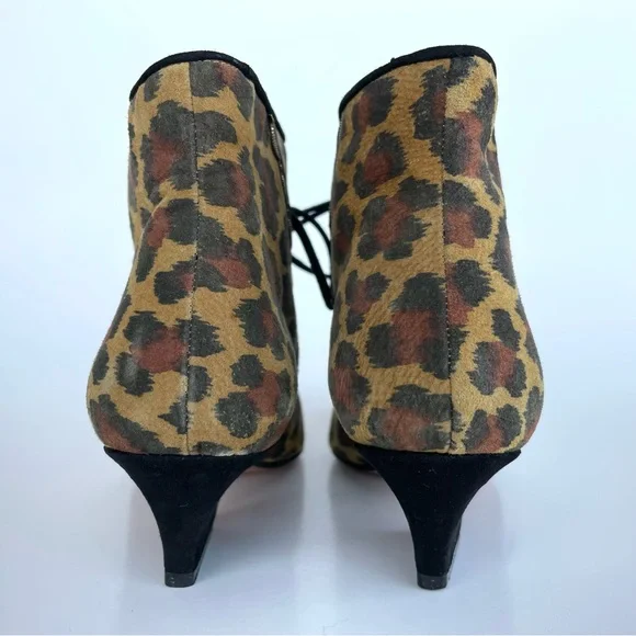 Vintage Leopard Print Suede Lace Up Ankle Booties - Picture 5 of 16